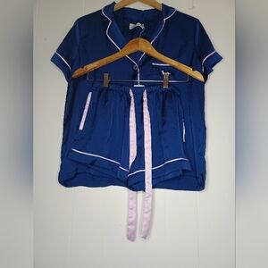 Peter Alexander Deep Blue Satin Pajama Top